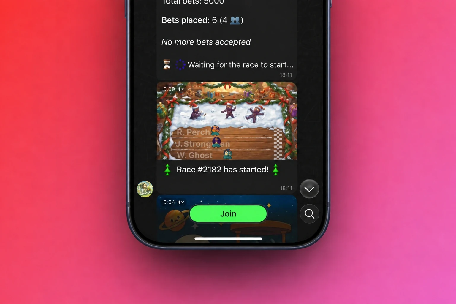 In-chat Race Renderer interface