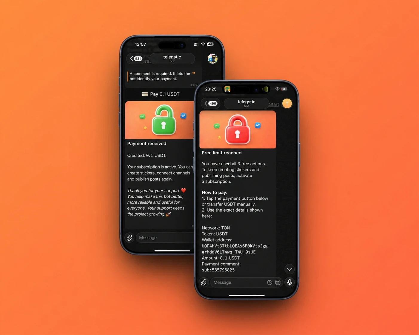 Free limits and subscription activation — English interface